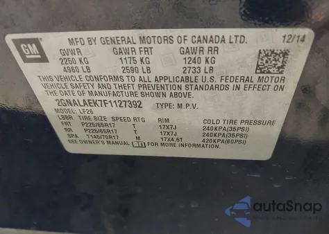 2015 Chevrolet Equinox Ls from USA, damaged, VIN 2GNALAEK7F1127392